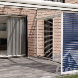 Gumax® Shading Panel Rahmen Matt Weiß Lamellen Mattes Grünblau Höhe 2700 mm